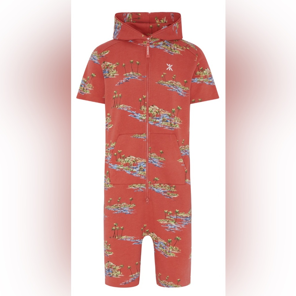 Onepiece Hawaiian Short Jumpsuit -Cool Tropical Print- Size Medium - Unisex